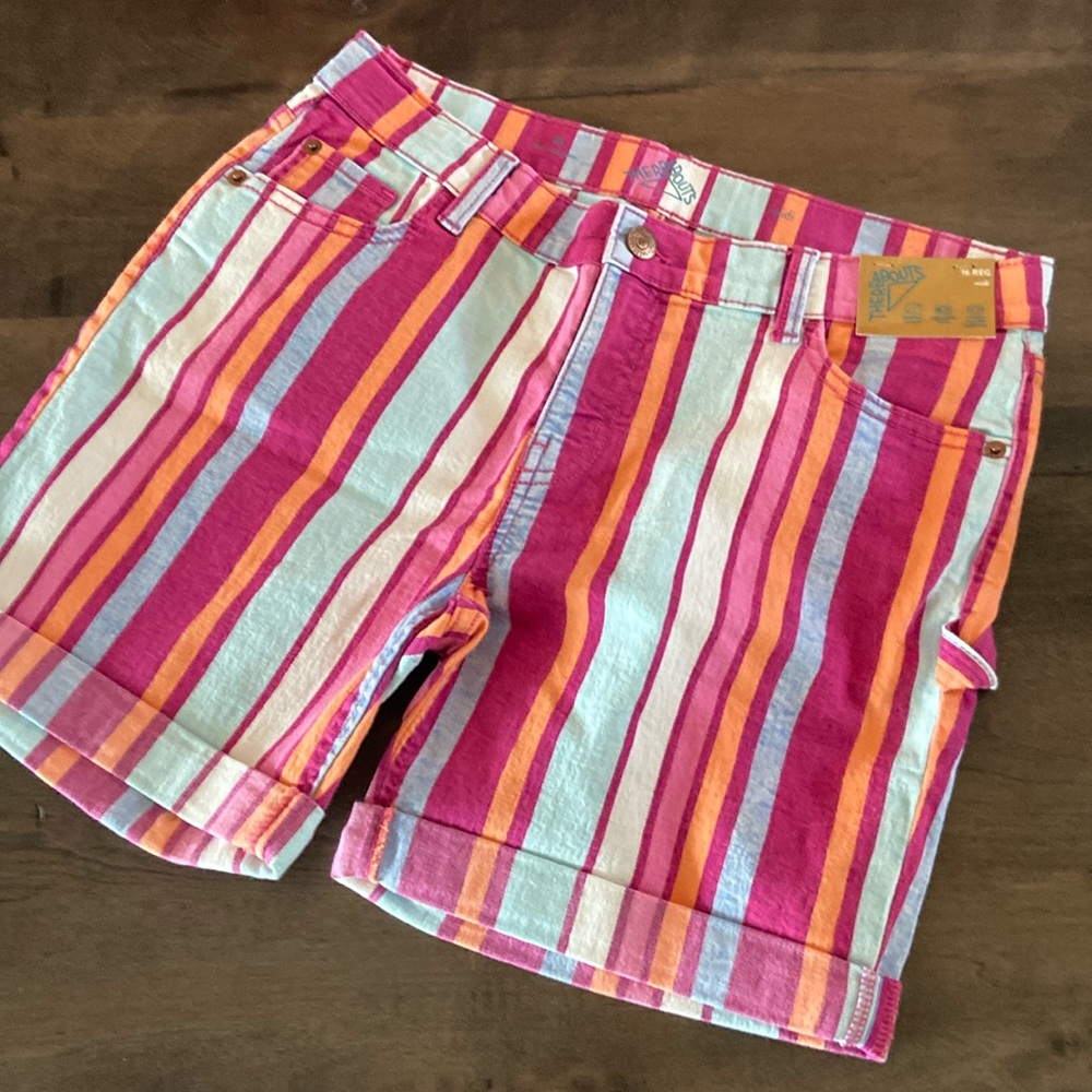 Girls striped denim shorts